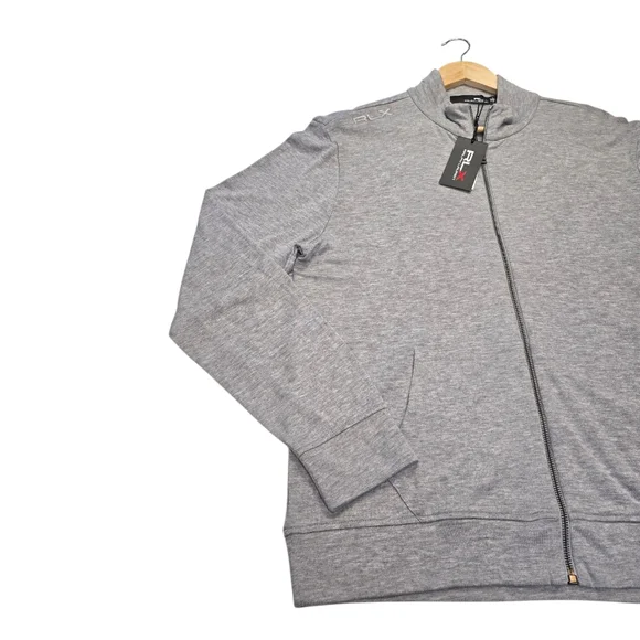 RLX Ralph Lauren Golf Mockneck Jacket Full Zip Stretch Hthr Grey Mens L NWT $228 - Picture 3 of 12